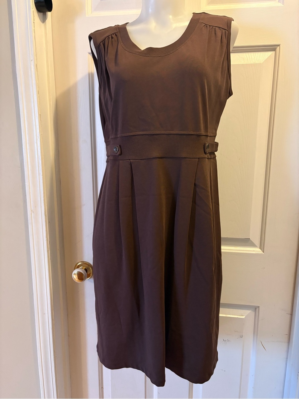 Avon Brown Sleeveless Midi Dress, Sz L.